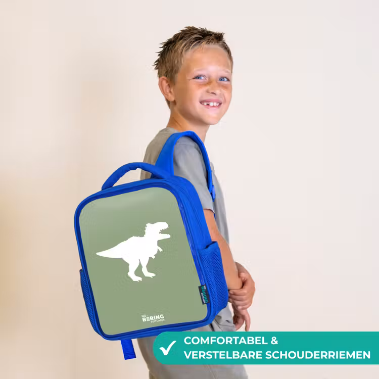 Kinderrugzak - Blauw - Groen met T-rex dino — 4