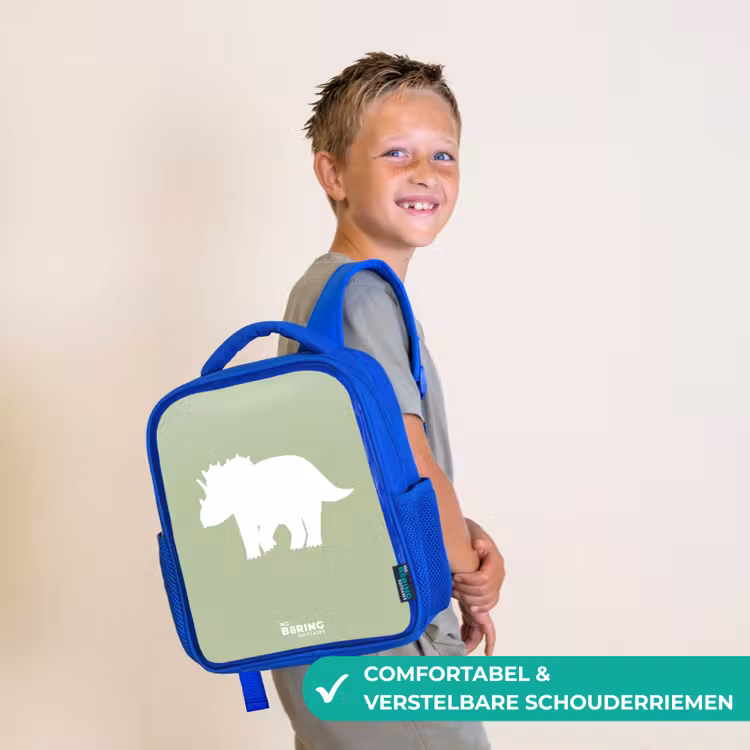 Kinderrugzak - Blauw - Groen met Triceratops dino — 4