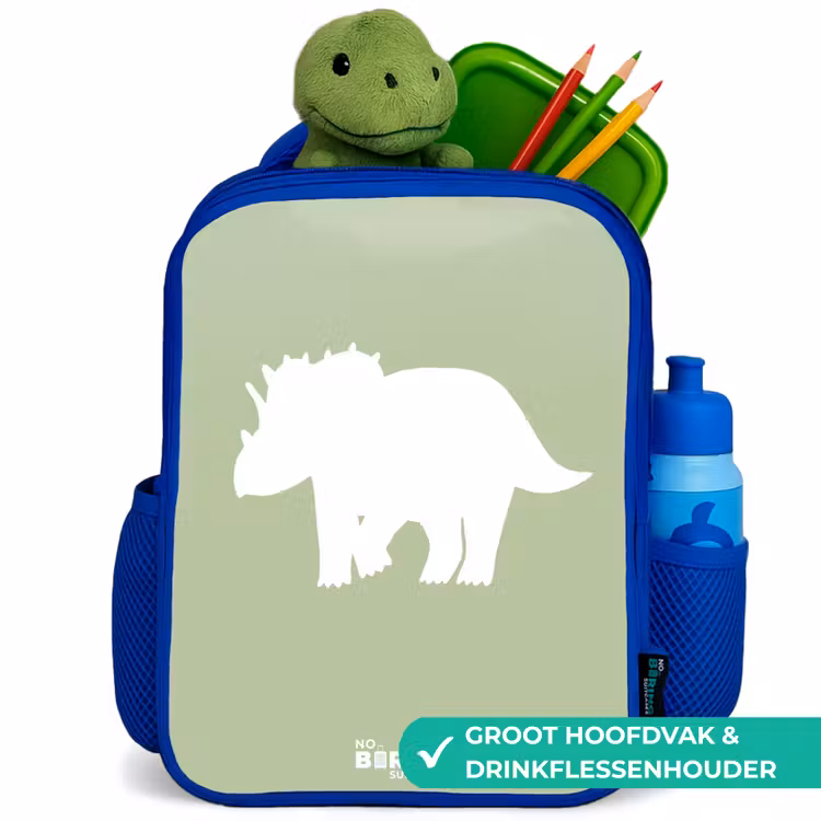 Kinderrugzak - Blauw - Groen met Triceratops dino — 5