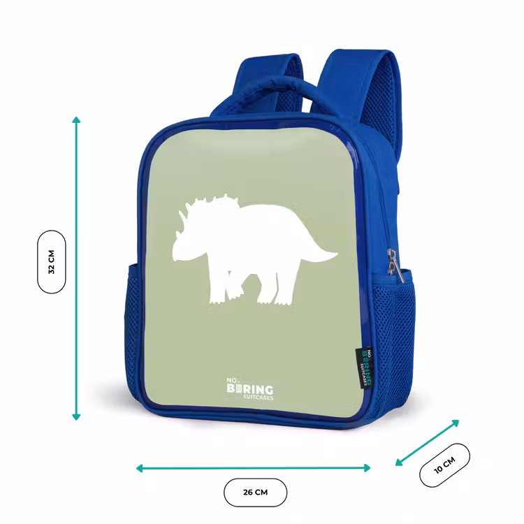 Kinderrugzak - Blauw - Groen met Triceratops dino — 6