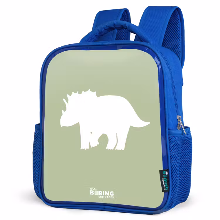 Kinderrugzak - Blauw - Groen met Triceratops dino — 9