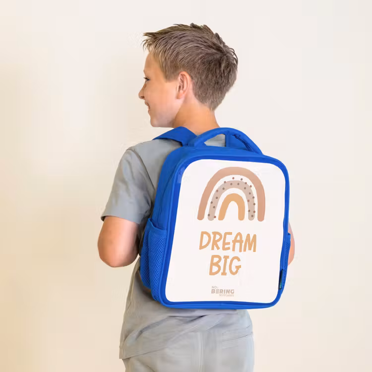 Kinderrugzak - Blauw - Regenboog met de quote 'Dream Big' — 3
