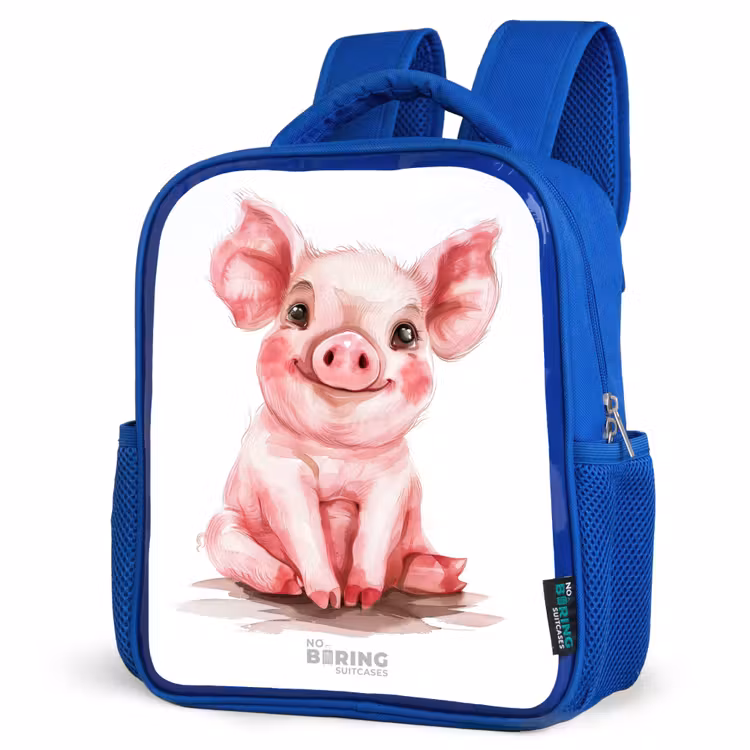 Kinderrugzak - Blauw - Roze baby varken — 9