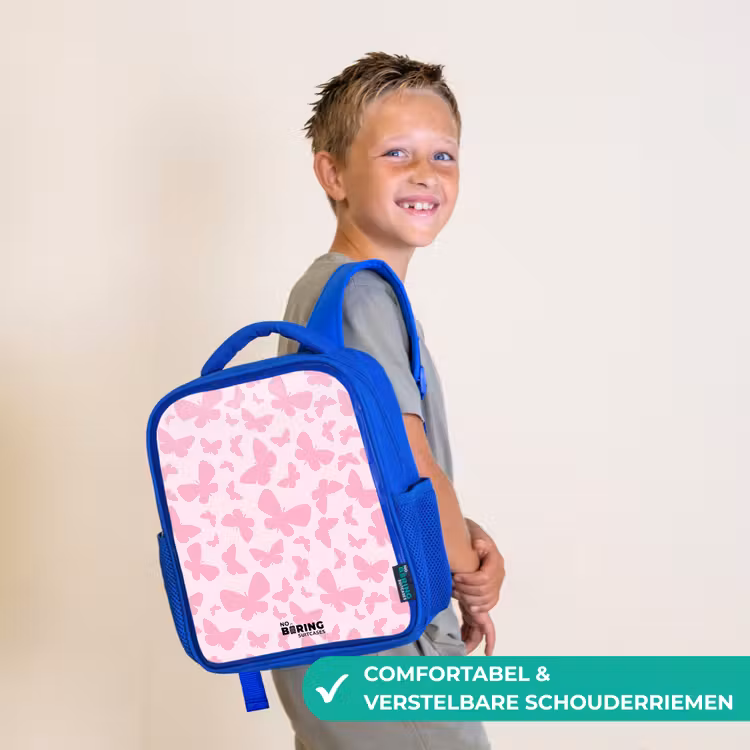 Kinderrugzak - Blauw - Roze vlinders — 4