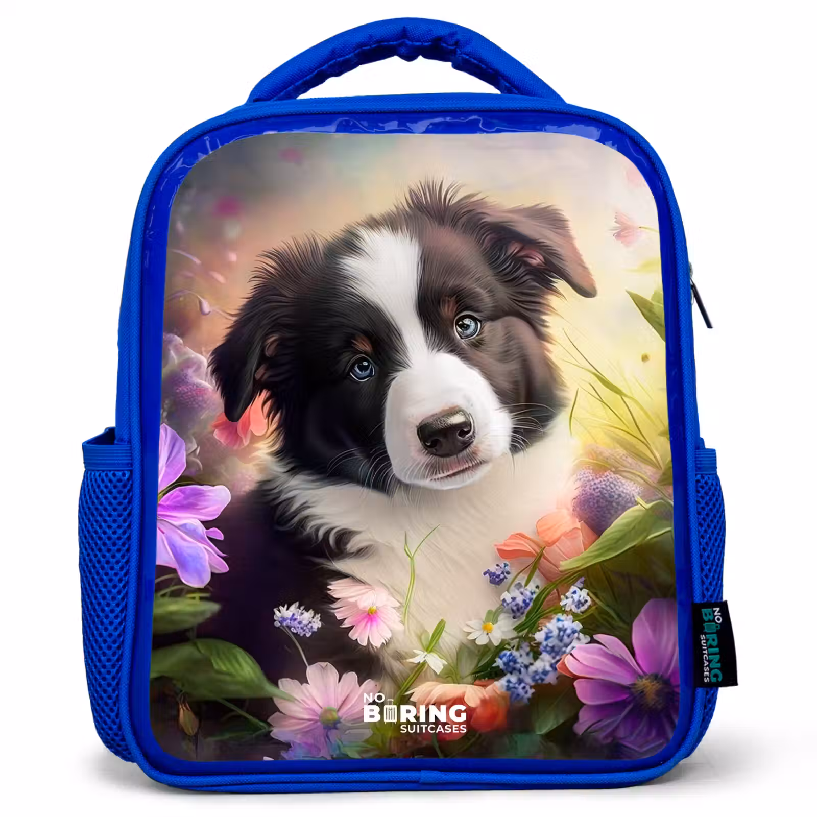 Kinderrugzak - Blauw - Hond met blauwe ogen in een veld — 1