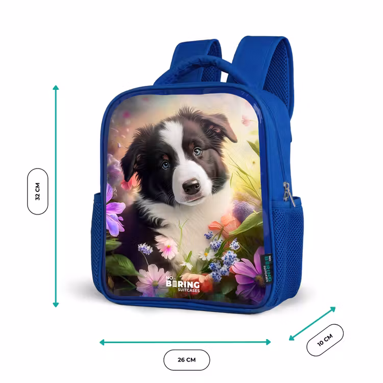 Kinderrugzak - Blauw - Hond met blauwe ogen in een veld — 6