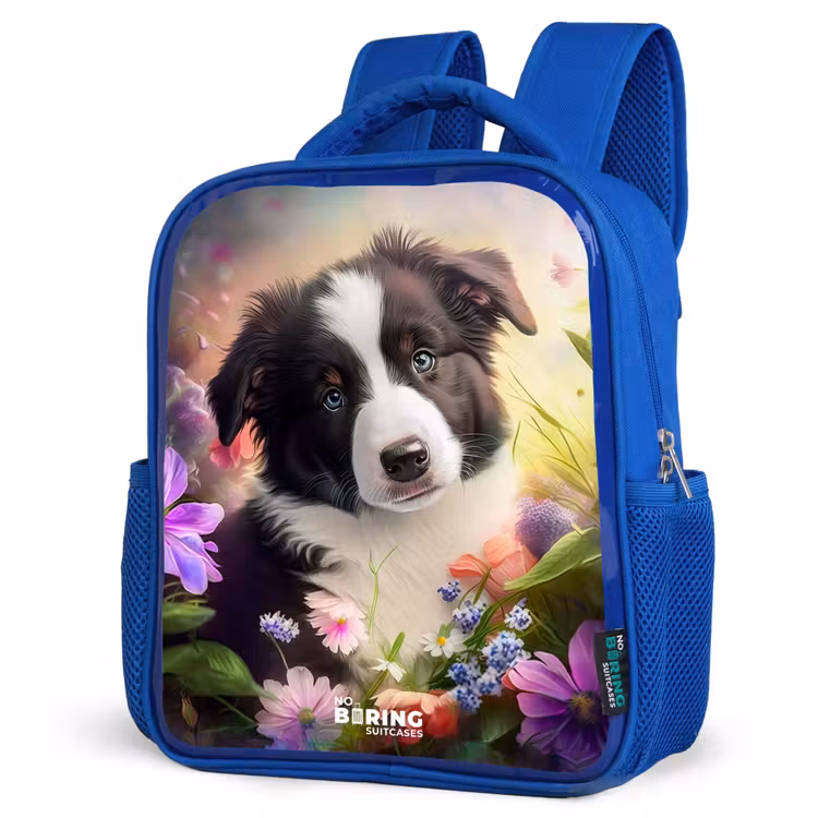 Kinderrugzak - Blauw - Hond met blauwe ogen in een veld — 9