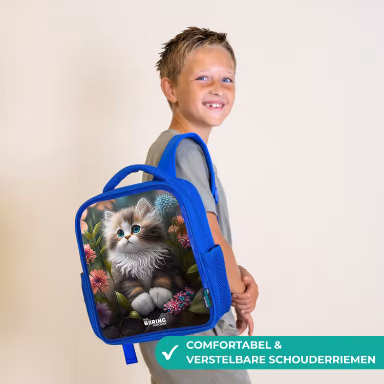 Kinderrugzak - Blauw - Kitten tussen bloemen — 4