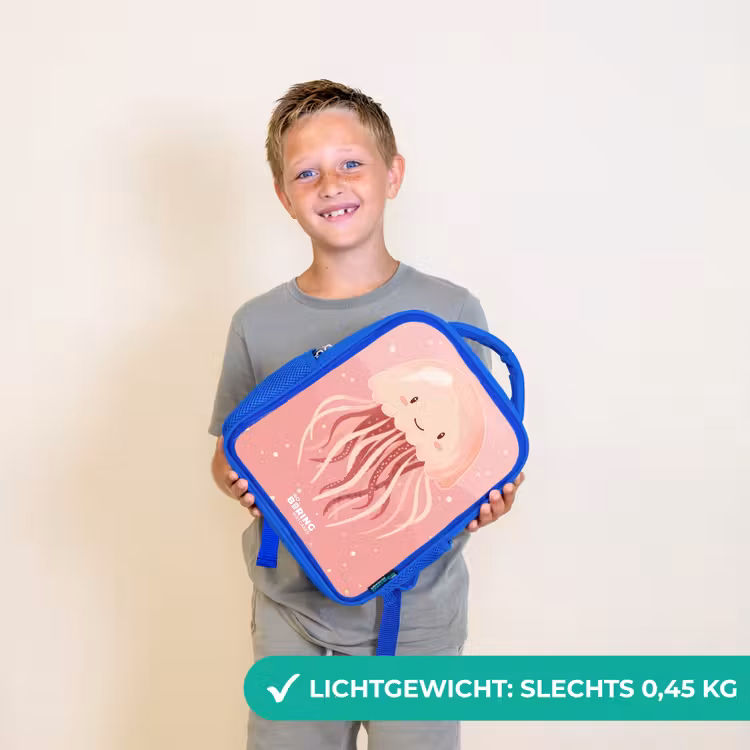 Kinderrugzak - Blauw - Roze kwal met gezicht — 2