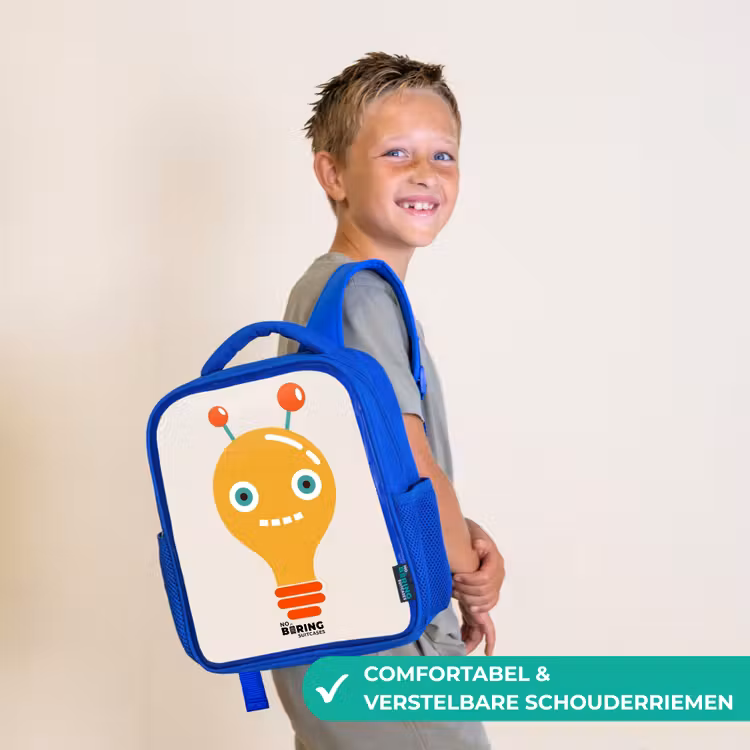 Kinderrugzak - Blauw - Gloeilamp robot met grote ogen — 4