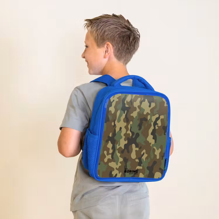 Kinderrugzak - Blauw - Groene camouflage met zandkleur — 3