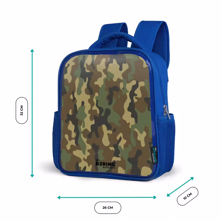 Kinderrugzak - Blauw - Groene camouflage met zandkleur — 6