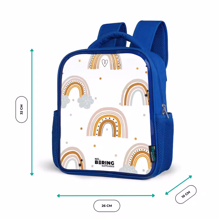 Kinderrugzak - Blauw - Regenbogen patroon in zachte kleuren — 6