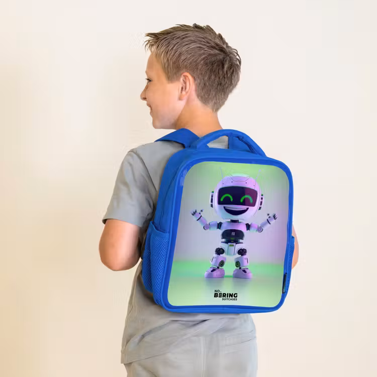 Kinderrugzak - Blauw - Robot met paars en groen licht — 3