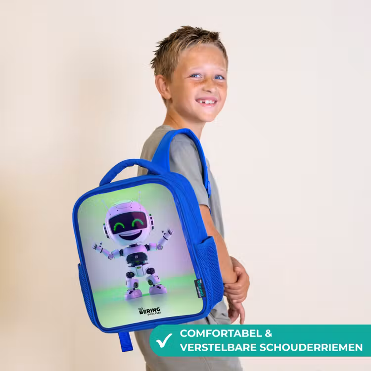 Kinderrugzak - Blauw - Robot met paars en groen licht — 4