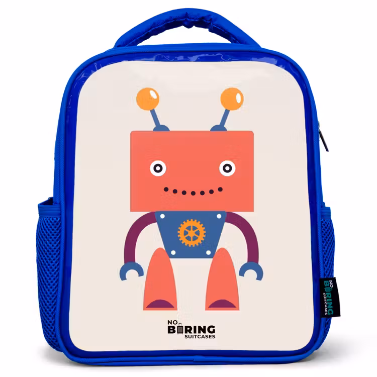 Kinderrugzak - Blauw - Rode robot met vierkant hoofd — 1