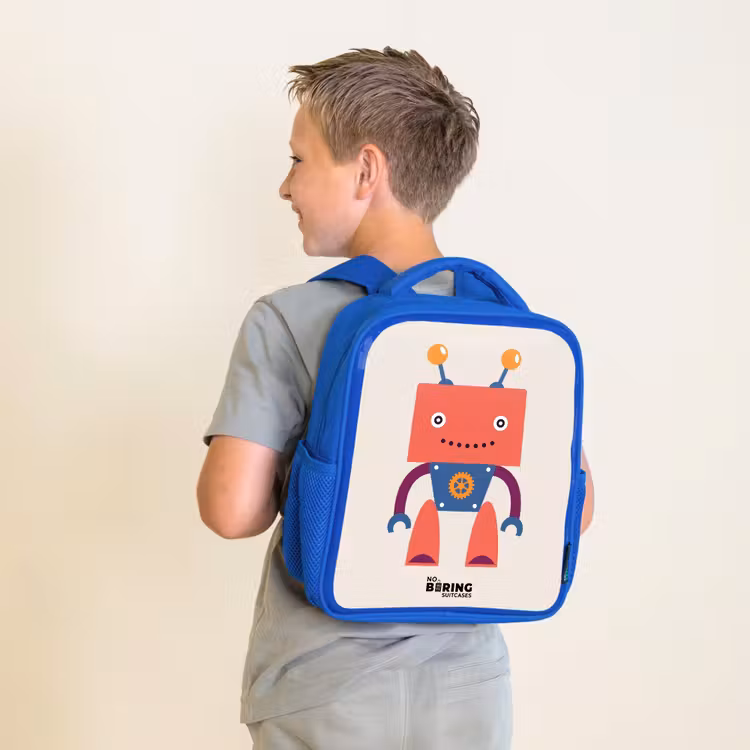 Kinderrugzak - Blauw - Rode robot met vierkant hoofd — 3