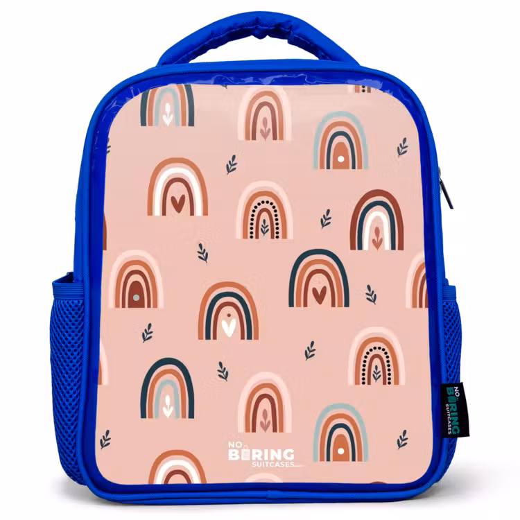 Kinderrugzak - Blauw - Roze regenbogen patroon — 1