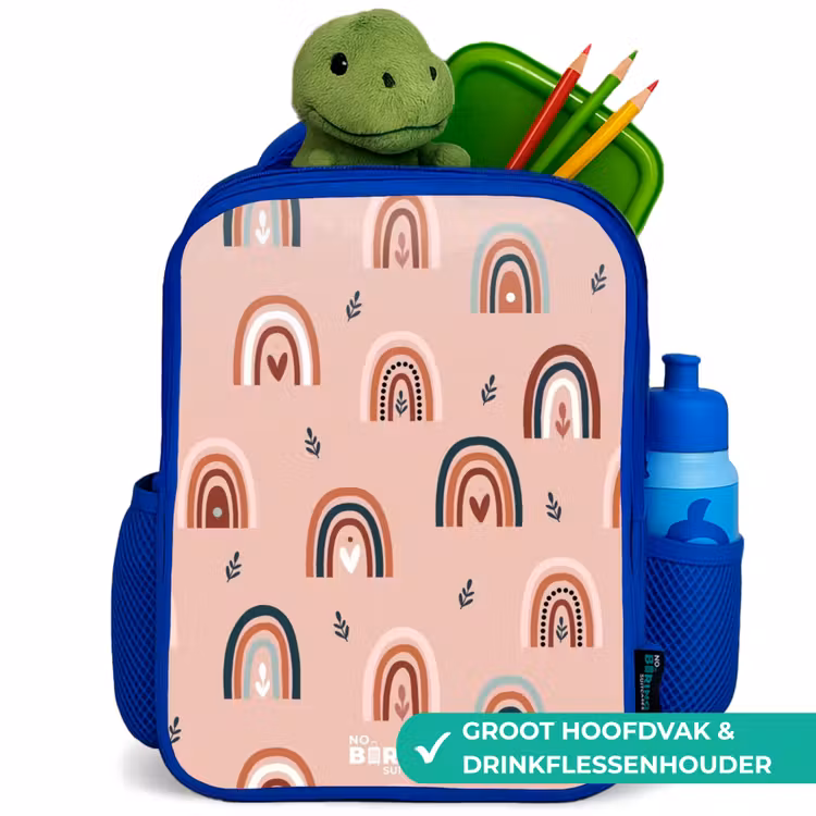 Kinderrugzak - Blauw - Roze regenbogen patroon — 5