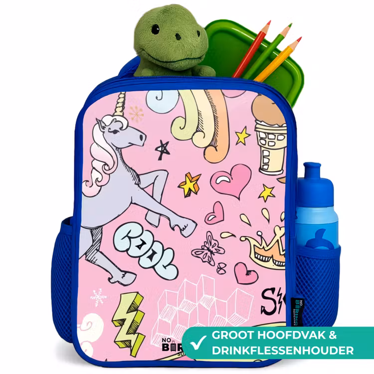 Kinderrugzak - Blauw - Unicorn doodles β 5