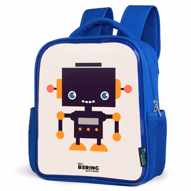 Kinderrugzak - Blauw - Zwarte robot met oranje accenten — 9