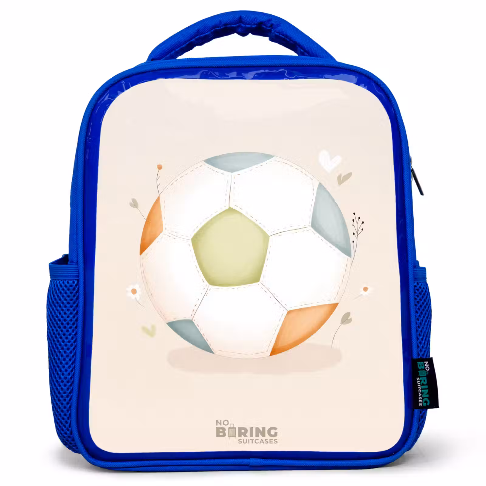 Kinderrugzak - Blauw - Voetbal in beige pastel kleuren — 1