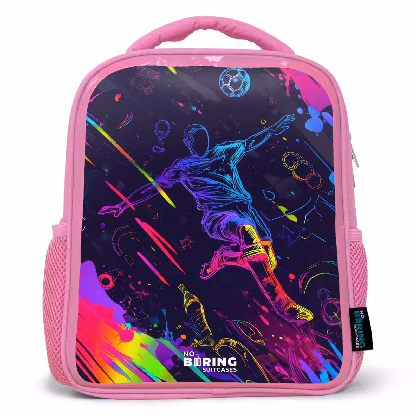 Kinderrugzak - Roze - Neon actievolle voetbalspeler — 1