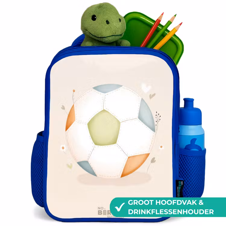 Kinderrugzak - Blauw - Voetbal in beige pastel kleuren — 5