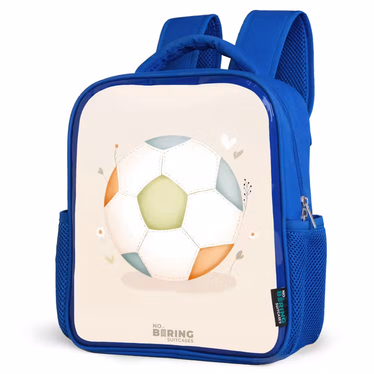Kinderrugzak - Blauw - Voetbal in beige pastel kleuren — 9