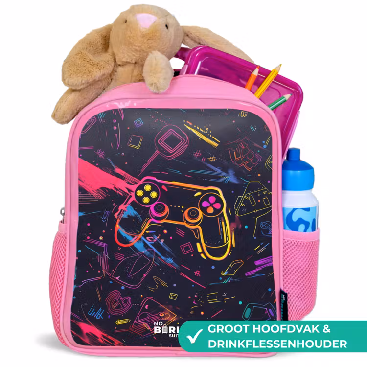 Kinderrugzak - Roze - Gamerwereld in neonstijl — 2