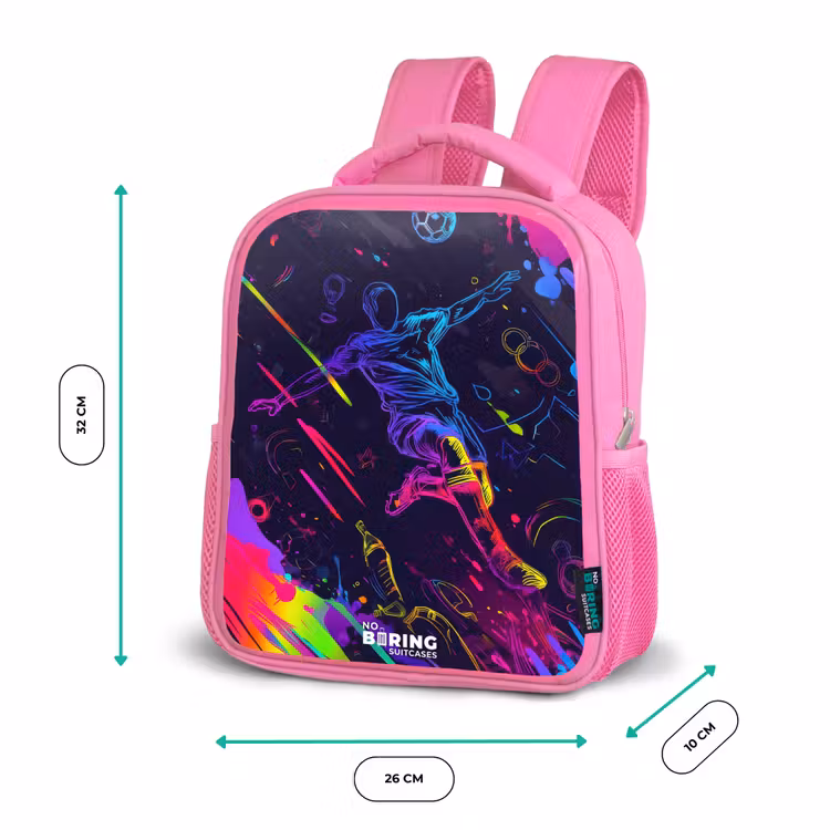 Kinderrugzak - Roze - Neon actievolle voetbalspeler — 3