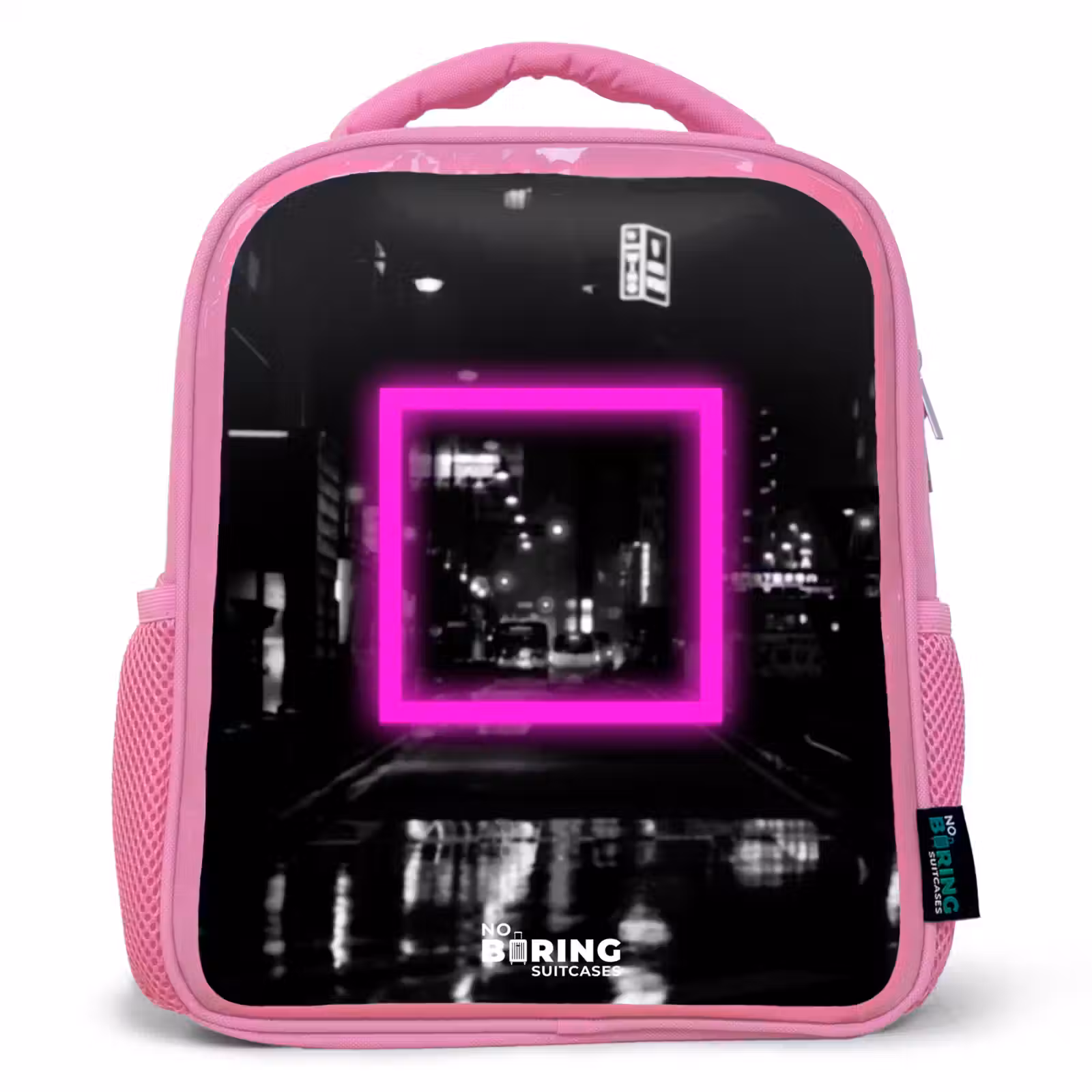 Kinderrugzak - Roze - Felroze vierkant met verlichte achtergrond — 1