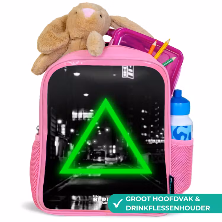 Kinderrugzak - Roze - Felgroene driehoek — 2