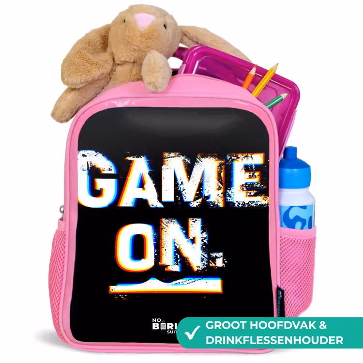 Kinderrugzak - Roze - Game on in zwart wit — 2