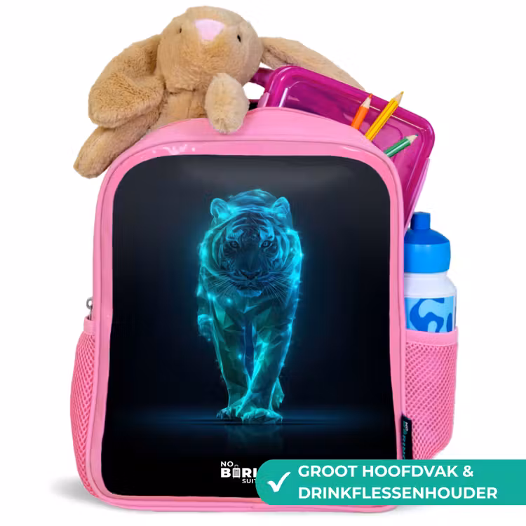 Kinderrugzak - Roze - Gloeiende tijger in beweging — 2