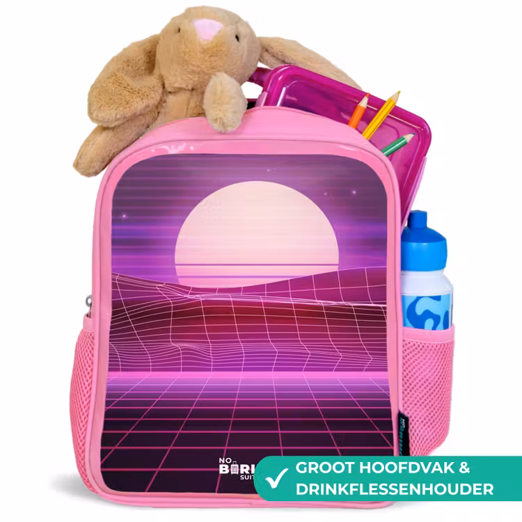 Kinderrugzak - Roze - Rasterlandschap met zon — 2