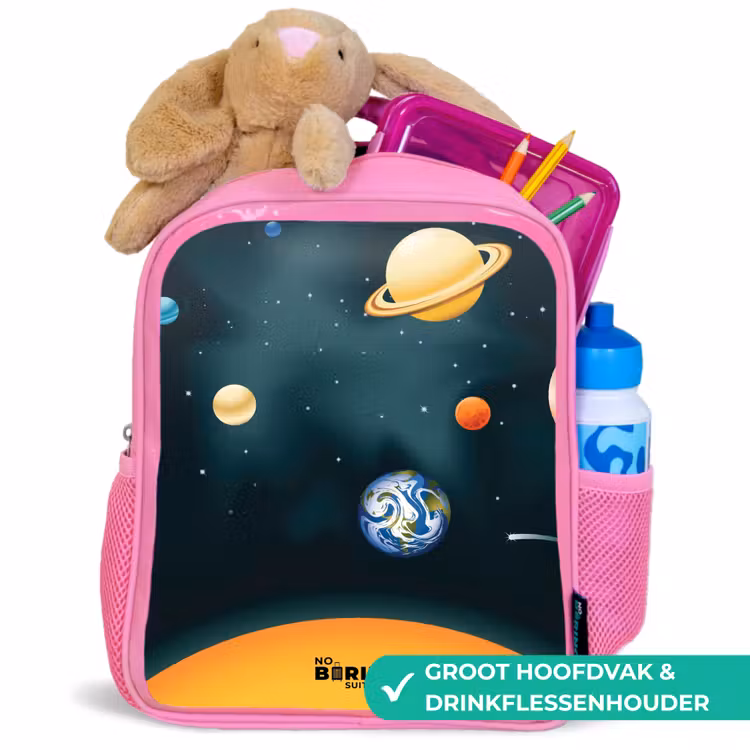 Kinderrugzak - Roze - Ruimte met planeten — 2