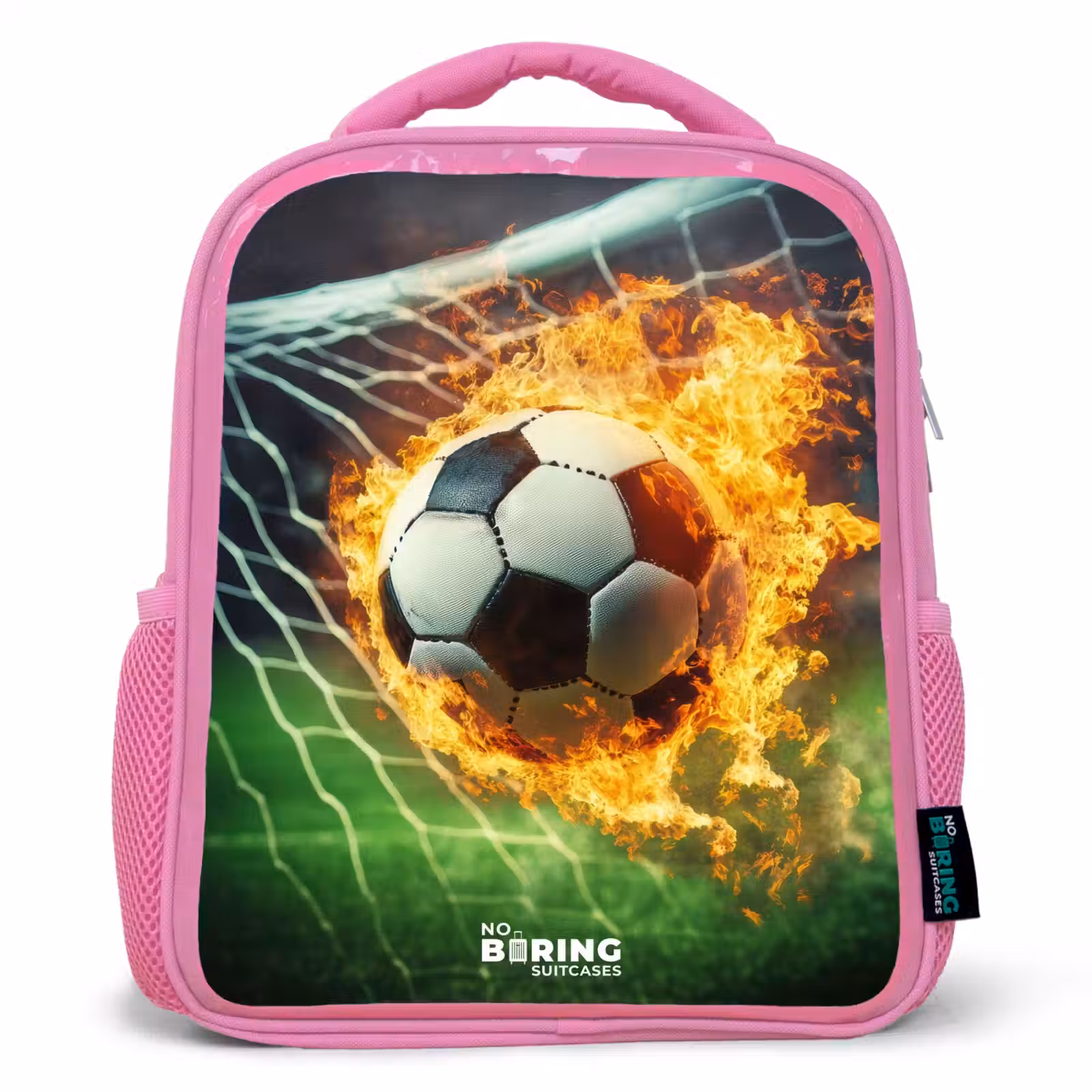 Kinderrugzak - Roze - Vuurvoetbal in doelnet vastgelegd — 1