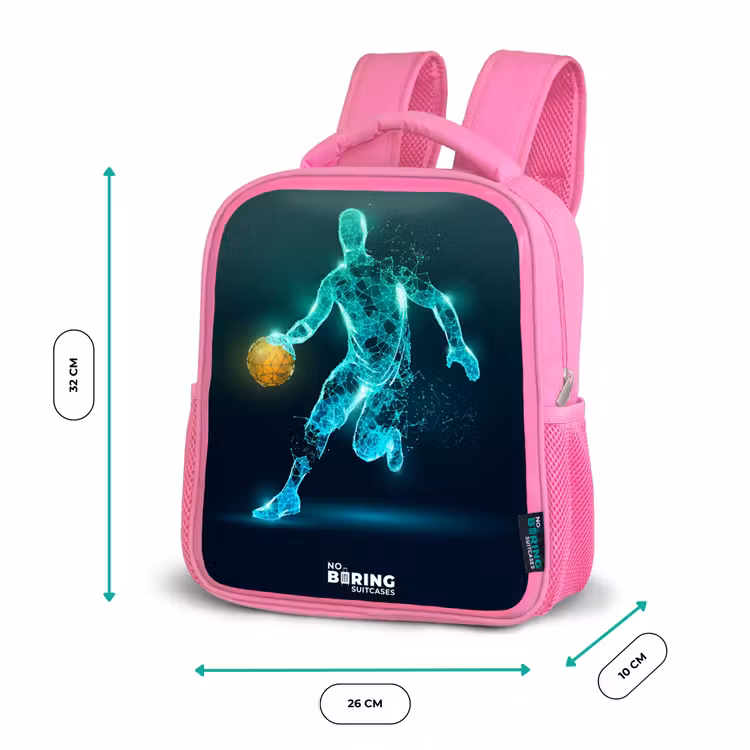Kinderrugzak - Roze - Basketbalspeler in neon dribbelactie — 3