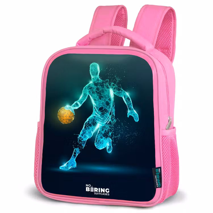 Kinderrugzak - Roze - Basketbalspeler in neon dribbelactie — 6