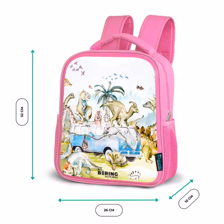 Kinderrugzak - Roze - Busje met dino's — 3