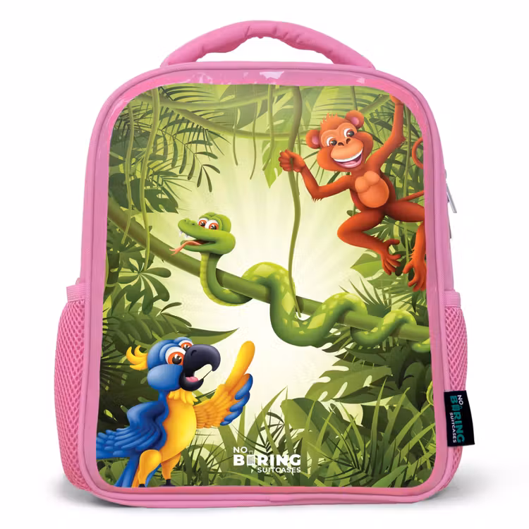Kinderrugzak - Roze - Dieren in de jungle — 1
