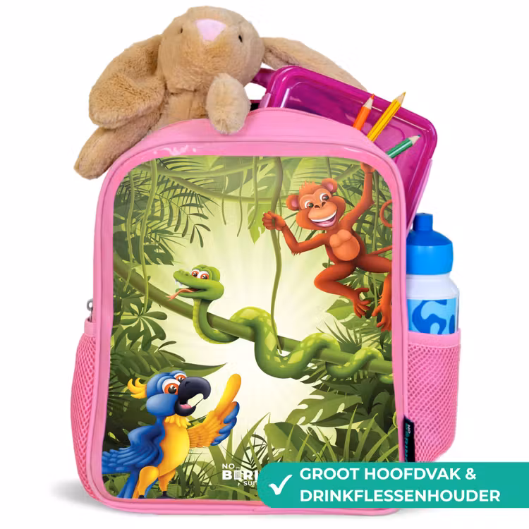 Kinderrugzak - Roze - Dieren in de jungle — 2