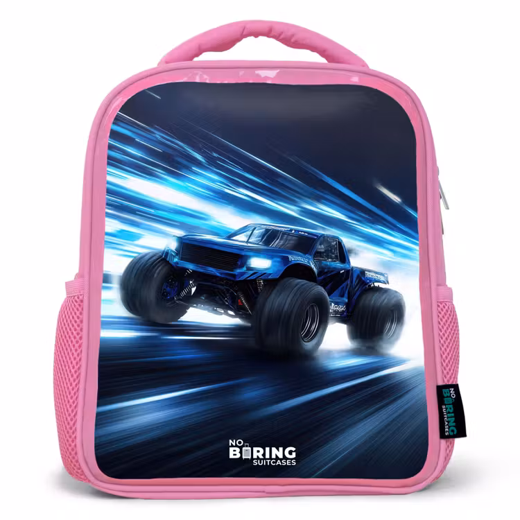 Kinderrugzak - Roze - Monstertruck raast door lichtsnelheid — 1