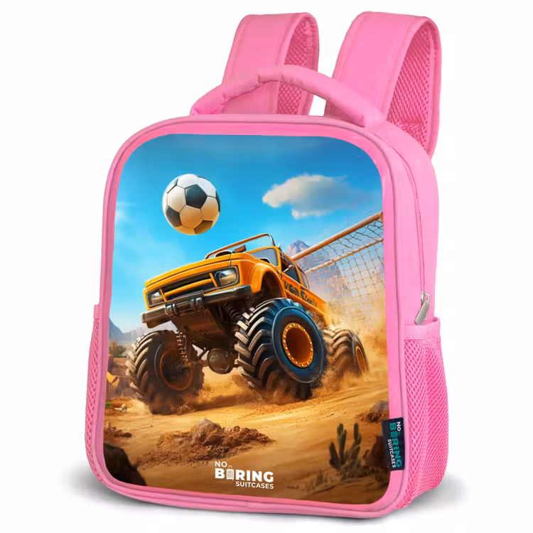 Kinderrugzak - Roze - Monstertruck scoort goal in woestijnstadion — 6