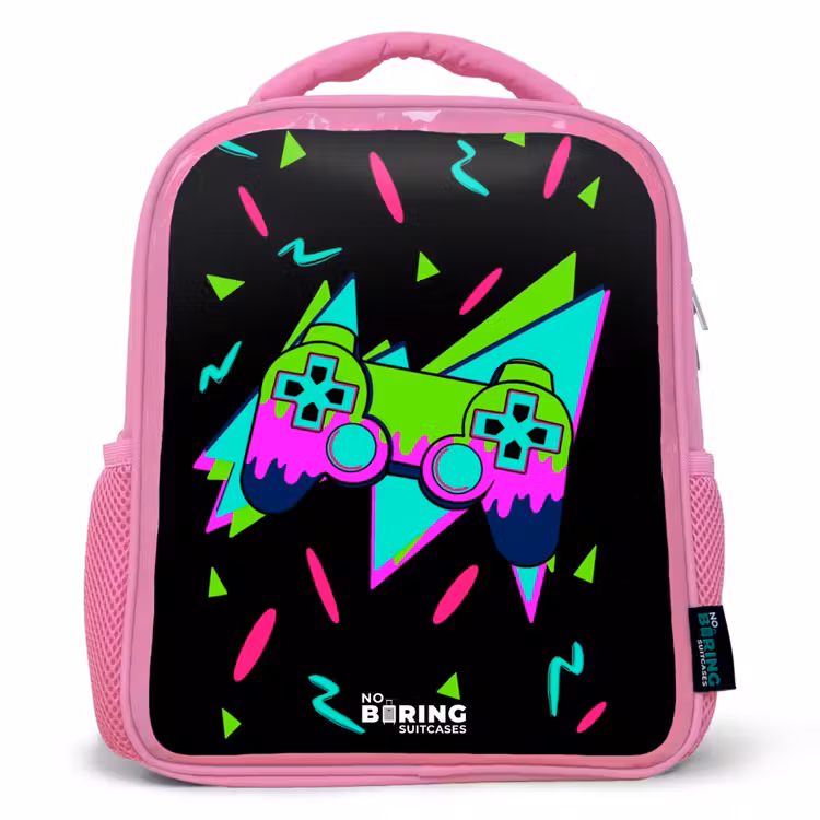 Kinderrugzak - Roze - Neon controller op zwart — 1
