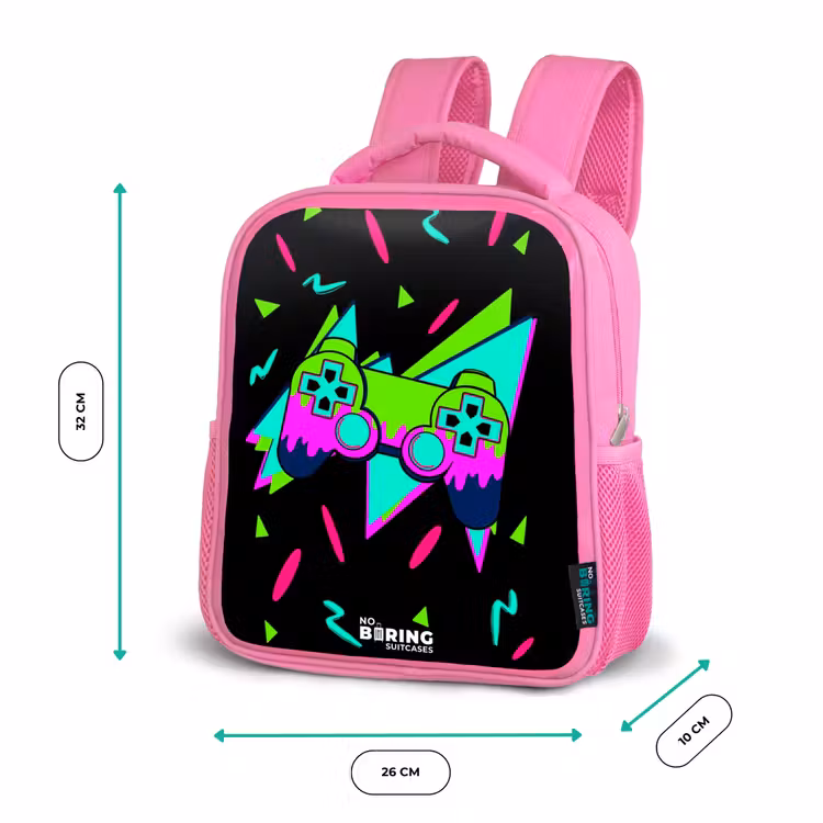 Kinderrugzak - Roze - Neon controller op zwart — 3