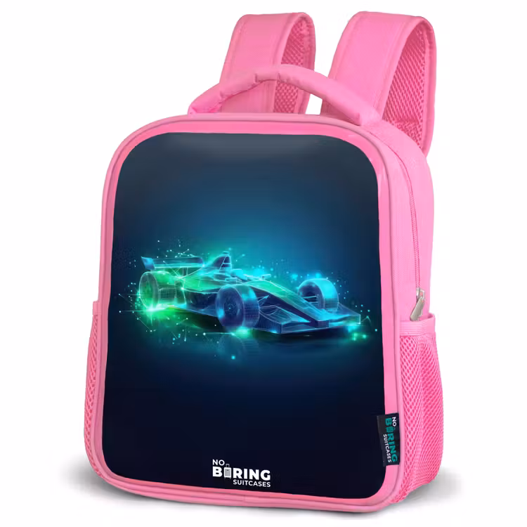 Kinderrugzak - Roze - Neon racewagen in digitale stijl — 6