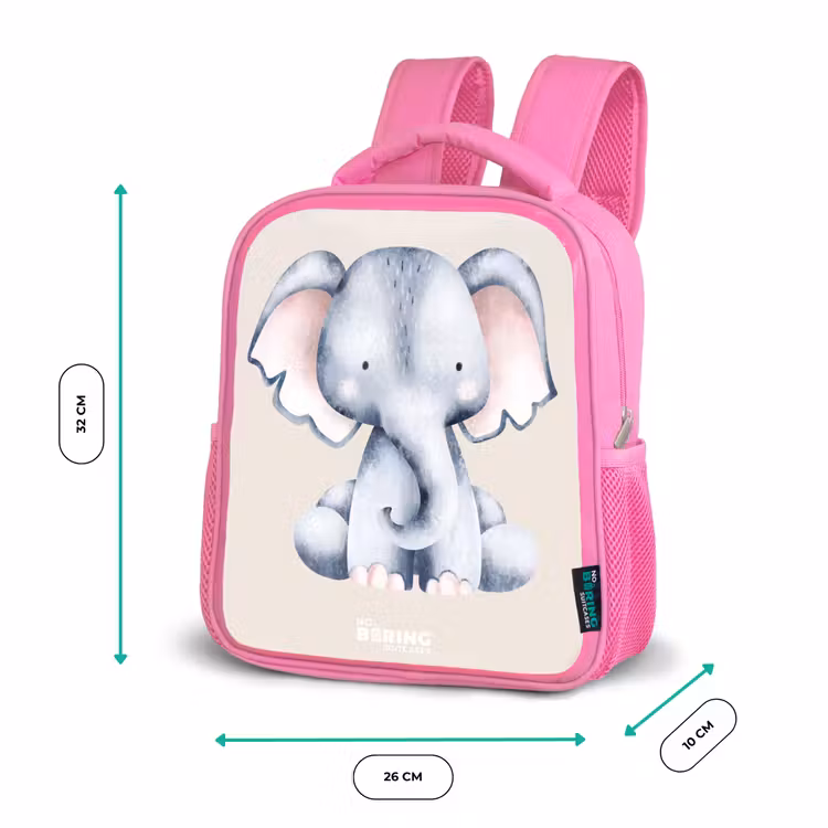 Kinderrugzak - Roze - Olifant tekening tegen een beige achtergrond — 3