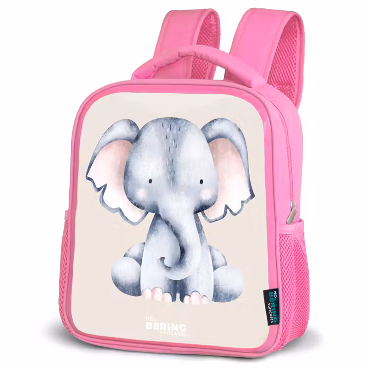 Kinderrugzak - Roze - Olifant tekening tegen een beige achtergrond — 6
